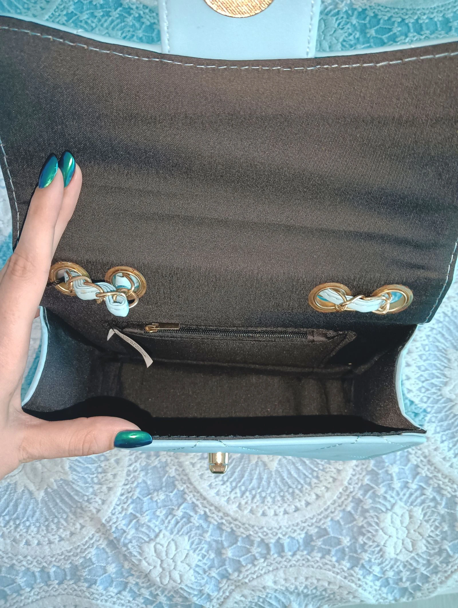 Turquoise Quilted Shoulder Bag – photo 3